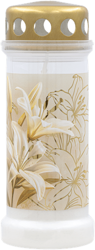 Bolsius 墓灯 6号 带盖 百合 - 70H|Bolsius - Grave light nr 6 + lid Lily - 70H