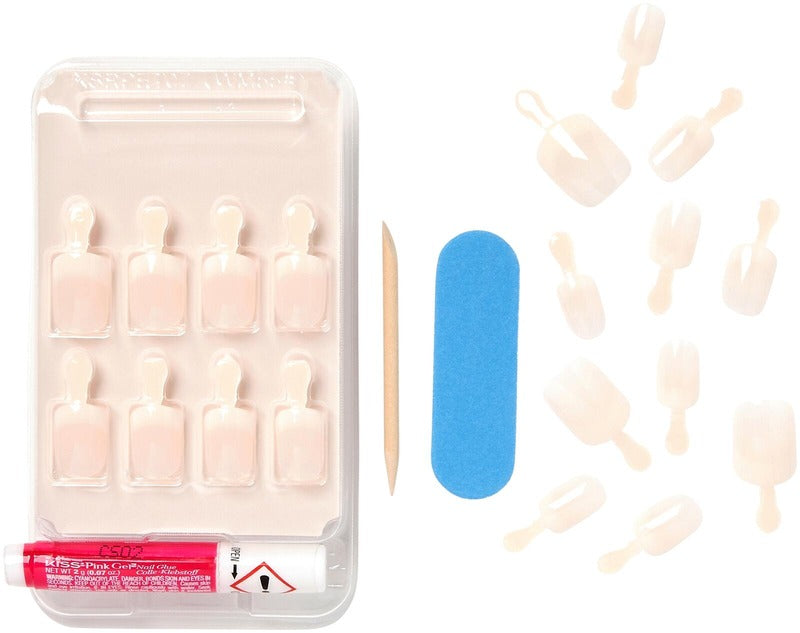 Kiss 沙龙级亚克力裸色法式甲片套装 28片 KAN01|Kiss Nails Salon Acrylic Nude French 28 kpl nail kit, KAN01
