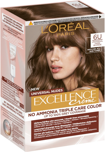 L'Oréal Paris Excellence Creme Universal Nudes 巴黎欧莱雅 Excellence Universal Nudes 6U 自然深金 无氨染发剂 1件