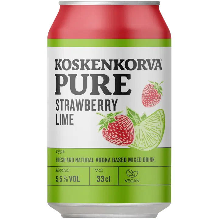 Koskenkorva PURE Strawberry Lime 5,5% 33cl can|Koskenkorva 纯草莓酸橙 5.5% 33cl 罐装