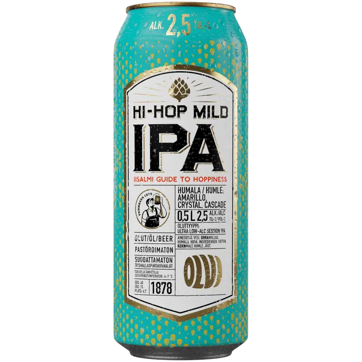 OLVI Hi-Hop Mild IPA 2,5% olut 0,5 l tlk|Olvi Hi-Hop 温和 IPA 2.5% 饮料 0.5 升 tlk