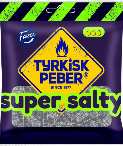 Fazer 土耳其胡椒超咸甘草糖袋 80g|Fazer Tyrkisk Peber Super Salty salmiakkipussi 80g