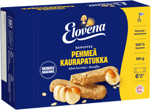 Elovena 6x30g banoffee pehmeä kaurapatukka|Elovena 6x30克 香蕉太妃软燕麦棒