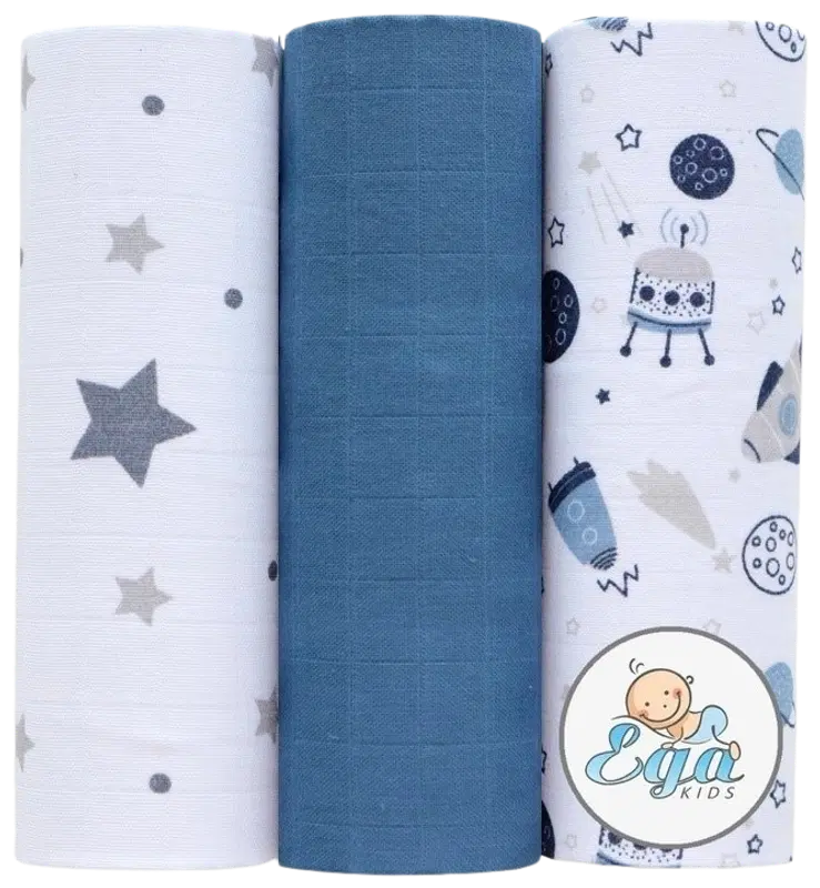 EgaKids 纱布巾3条 60x80 cm|EgaKids harsoliinat 3 kpl 60x80 cm