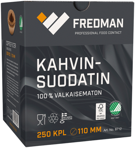 Fredman kahvinsuodatin 110mm x 250kpl|Fredman 咖啡过滤器 110mm x 250kpl