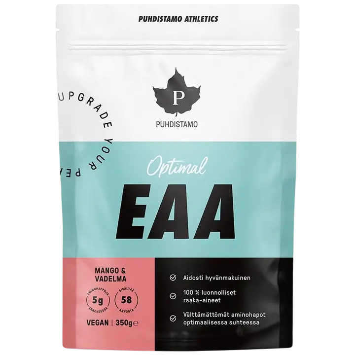 Puhdistamo Athletics Optimal EAA -jauhe Mango-Vadelma 350 g-Puhdistamo Athletics Optimal EAA 粉 芒果覆盆子 350 g