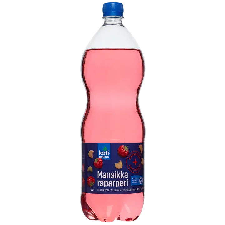 Kotimaista mansikka-raparperi Mg + foolihappo hiilihapotettu juoma 1,5l|Kotimaista 草莓大黄镁+叶酸碳酸饮料 1,5l