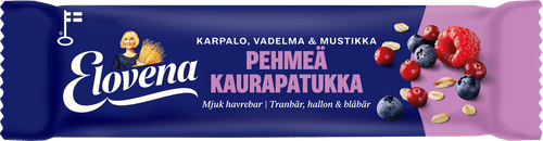 Elovena 30克蔓越莓、覆盆子与蓝莓软燕麦棒|Elovena 30g karpalo, vadelma & mustikka pehmeä kaurapatukka