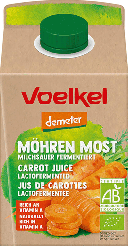 Voelkel Luomuporkkanamehu, maitohappokäytetty, demeter 0,5l|Voelkel 有机胡萝卜汁,使用乳酸,Demeter 0,5l