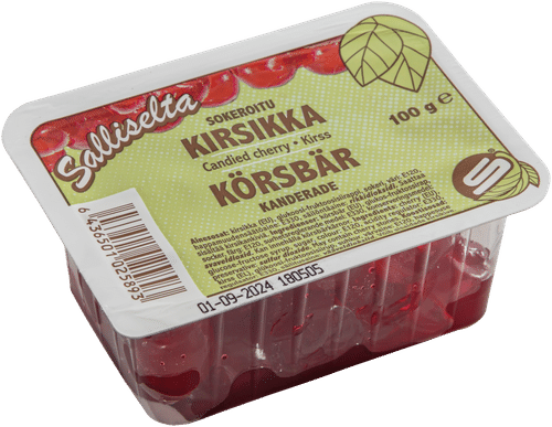 Salliselta kirsikka punainen kandeerattu 100g|Salliselta 红樱桃蜜饯 100g