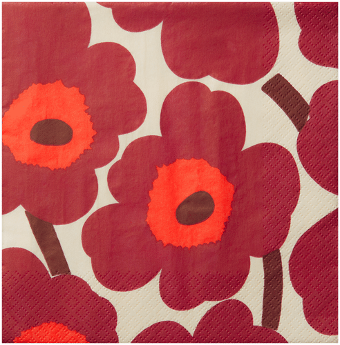 Marimekko Unikko punakerma lautasliina 20kpl/33cm