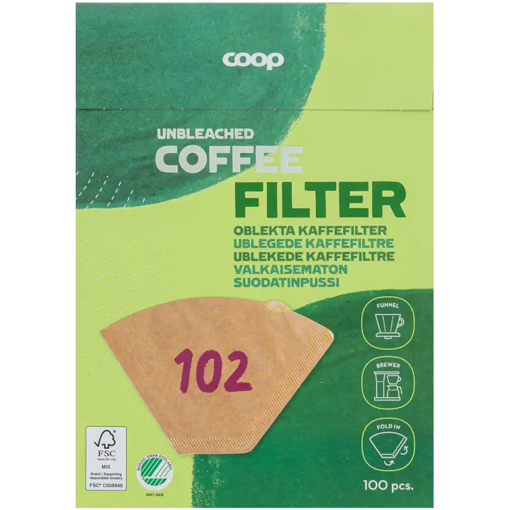 Coop 102 suodatinpussi valkaisematon 100 kpl|Coop 102滤袋本色 100 kpl