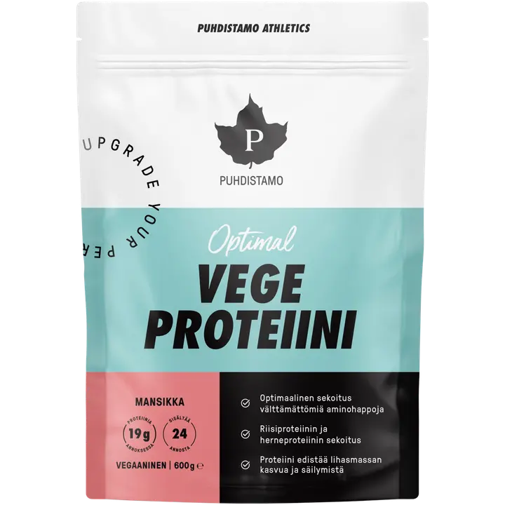 Puhdistamo Athletics Optimal Vege proteiinijauhe Mansikka 600 g-Puhdistamo Athletics Optimal 植物蛋白粉 草莓 600 g
