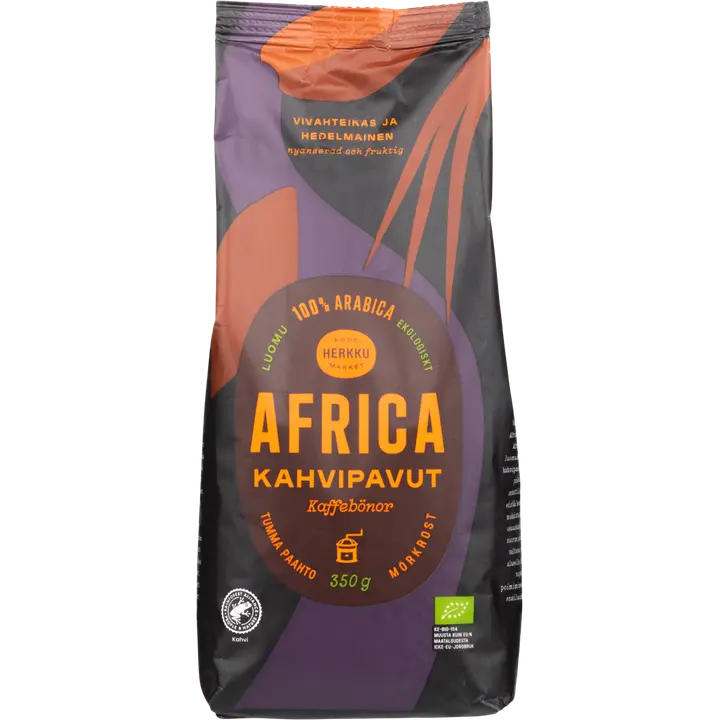 Herkku Africa 350g kahvipavut tumma paahto luomu|Herkku 非洲 350 克咖啡豆深度烘焙有机