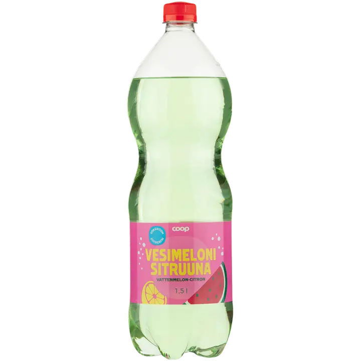 Coop vesimeloni-sitruuna sokeriton virvoitusjuoma 1,5l|Coop 西瓜柠檬无糖软饮料 1,5l