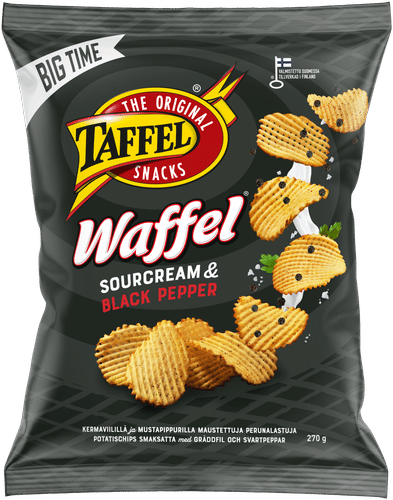 Taffel Waffel sourcream & black pepper maustettu sipsi 270g
