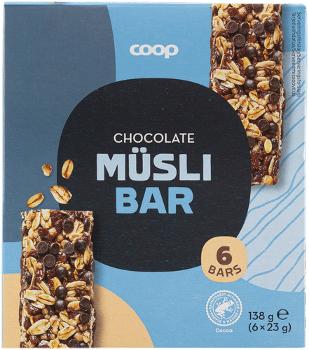 Coop myslipatukka suklaa 6 kpl 138 g|Coop 巧克力麦片棒 6支装 138 g