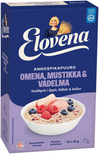 Elovena 420g omena, mustikka & vadelma annospikapuuro|Elovena 420克苹果蓝莓覆盆子即食粥