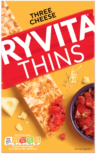 Ryvita 三种奶酪薄脆饼干 125g|Ryvita Kolme juustoa ohut keksi 125g