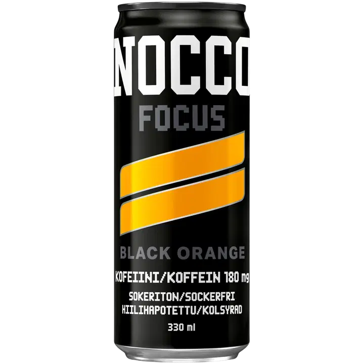 NOCCO FOCUS Black Orange hiilihapotettu energiajuoma 330ml|Nocco FOCUS黑橙碳酸能量饮料 330ml