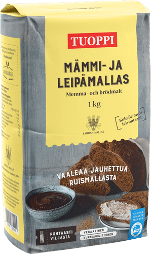 Tuoppi Mämmi- ja leipämallas vegaaninen, runsaskuituinen 1 kg|Tuoppi 麦米面包麦芽(素食、高纤维) 1 kg
