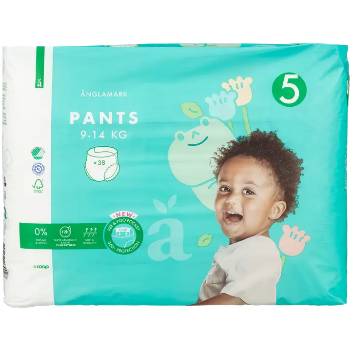 Änglamark housuvaippa koko 5, 9-14kg 38 kpl|Änglamark 裤子尿布尺寸 5、9-14 公斤 38 kpl