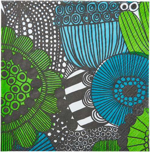 Marimekko 社区花园蓝绿餐巾纸 20张/33厘米|Marimekko Siirtolapuutarha sinivihreä lautasliina 20kpl/33cm