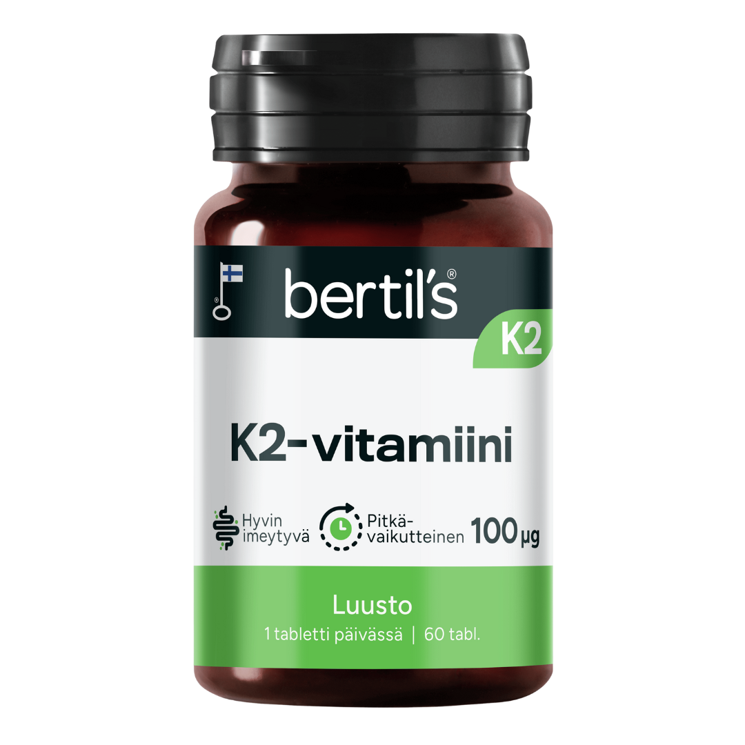 Bertil's K2-vitamiini 100 µg 60 tabl.|Bertil's 维生素 K2 100 µg 60 片