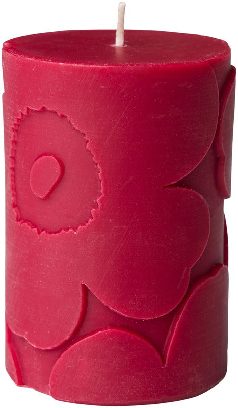 Marimekko 罂粟花深红色桌烛 1支/6.5x10cm|Marimekko Unikko tummanpunainen pöytäkynttilä 1kpl/6,5x10cm