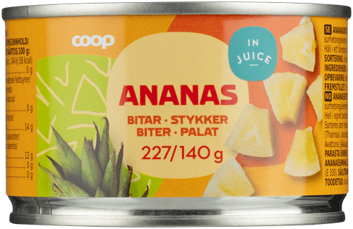 Coop 菠萝块(全果汁浸泡) 227/140 g|Coop ananas paloina täysmehussa 227/140 g