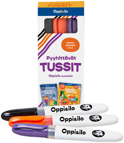Oppi&ilo Pyyhittävät tussit mus, ora, liila