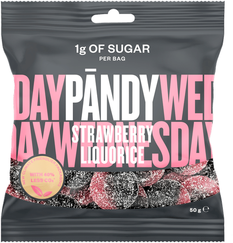 Pändy 草莓甘草糖袋装 50g|Pändy Strawberry Liquorice makeispussi 50g