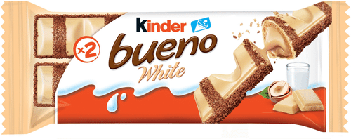 Kinder Bueno White 39克白巧克力涂层威化,含牛奶榛子馅