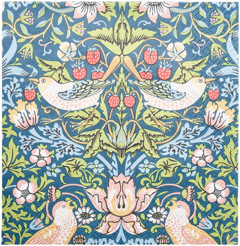 William Morris Strawberry Thief 蓝色餐巾纸 20张/33厘米