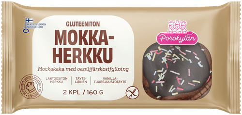 Porokylän Mokkaherkku 2 kpl / 160 g mokkaleivos vanilja-tuorejuustotäytteellä|Porokylän 摩卡点心 2块/160克 摩卡蛋糕配香草奶油奶酪馅