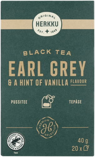 Herkku Black tea Earl Grey with a hint of vanilla flavour 40 g (20x2 g)