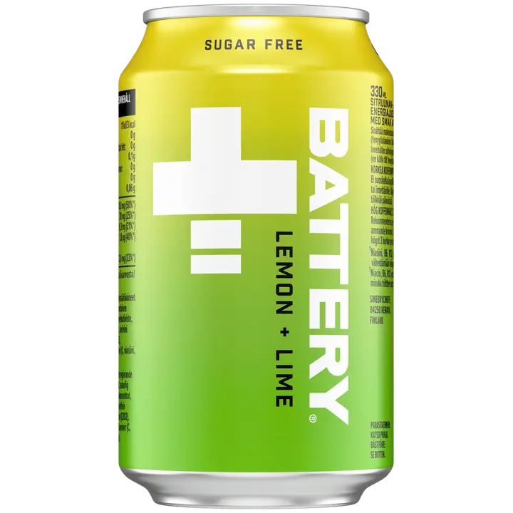 Battery Sugar free Sitruuna-Lime energiajuoma tölkki 0,33 L|Battery 无糖柠檬酸橙能量饮料罐 0,33 L