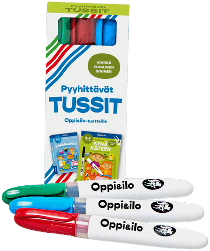 Oppi&ilo Pyyhittävät tussit vih, pun, sin