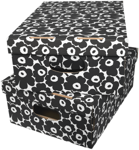 Marimekko 收纳盒 Unikko 黑色 2件/包