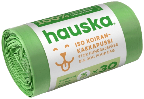 Hauska biohajoava koirankakkapussi iso 30kpl 200x360 solmittava vihreä