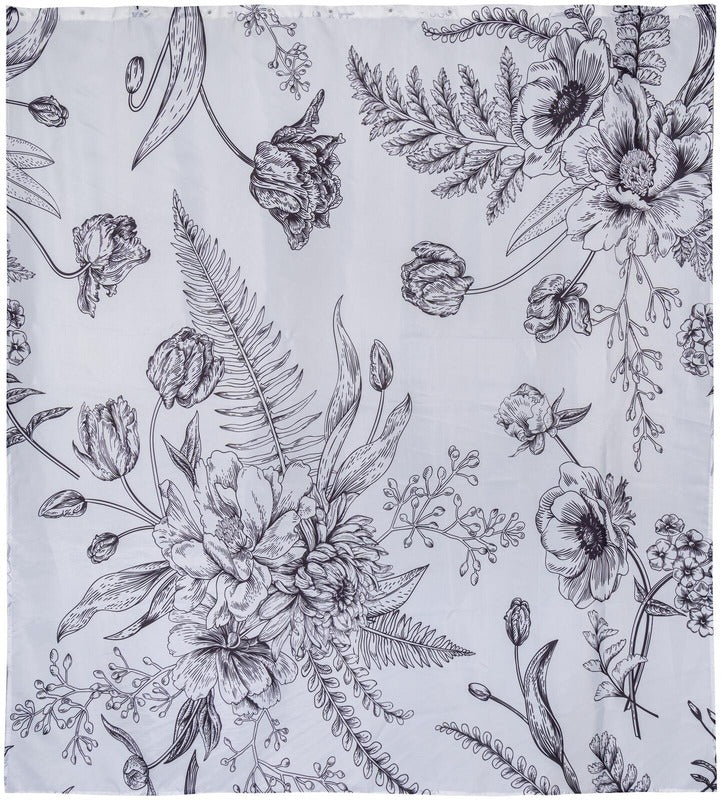 House 黑白花朵浴帘 180x200 cm