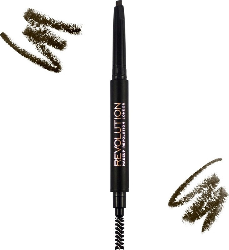 Makeup Revolution Duo Brow Pencil 中棕眉笔|Makeup Revolution Duo Brow Pencil Medium Brown kulmakynä