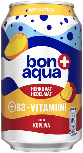 Bonaqua + Hehkuvat Hedelmät Hiilihapotettu juoma tölkki 0.33 L