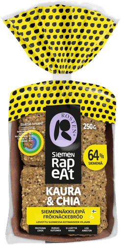 Leipomo Rosten Rosten 种子脆片 燕麦与奇亚籽种子脆面包 12个 250g|Rosten Siemen Rapeat Kaura & Chia siemennäkkileipä 12kpl 250g