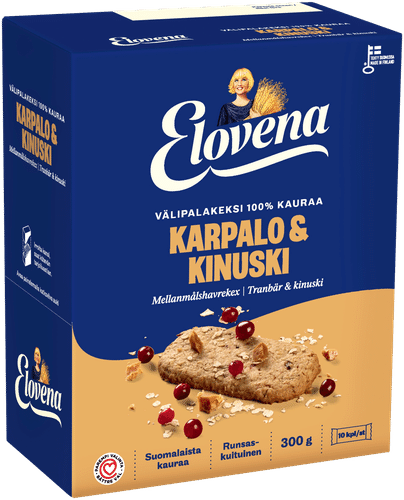 Elovena 10x30g 蔓越莓焦糖全麦零食饼干 100%燕麦|Elovena 10x30g karpalo-kinuski täysjyvä välipalakeksi 100% kauraa