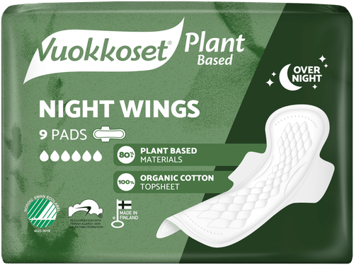 Vuokkoset Plant Based Night Wings 夜用护垫 9件