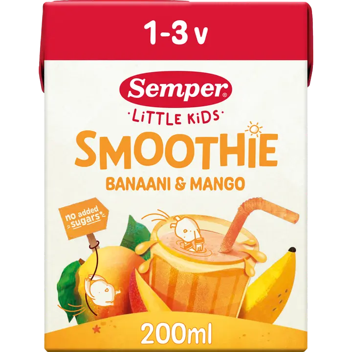 Semper Smoothie Banaani & mango 1-3v 200ml|Semper 香蕉芒果冰沙 1-3 岁 200ml