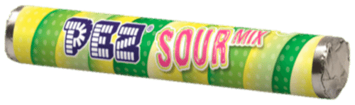 Pez 巨型酸味混合卷46克,酸味水果味糖果|Pez Giant Sour Mix Roll 46g, kirpeitä hedelmänmakuisia makeisia