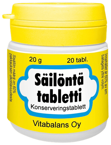 Säilöntätabletti 20 kpl 20 g Vitabalans|Vitabalans 防腐片 20片 20克 Vitabalans