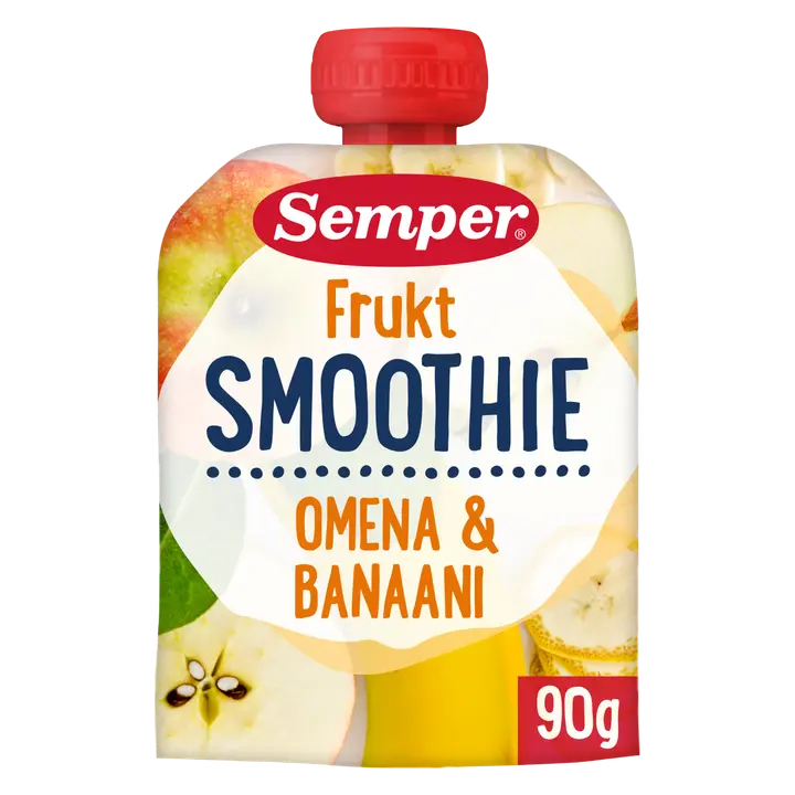 Semper Smoothie Frukt omena banaani 6kk hedelmäsose 90g|Semper Smoothie Frukt 苹果香蕉 6 个月水果泥 90g